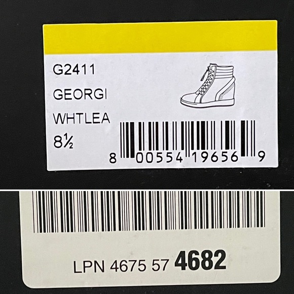 L.A.M.B Georgi White Leather Hidden Wedge Zip Up High Top Sneaker Size 8 1/2 - Picture 13 of 15